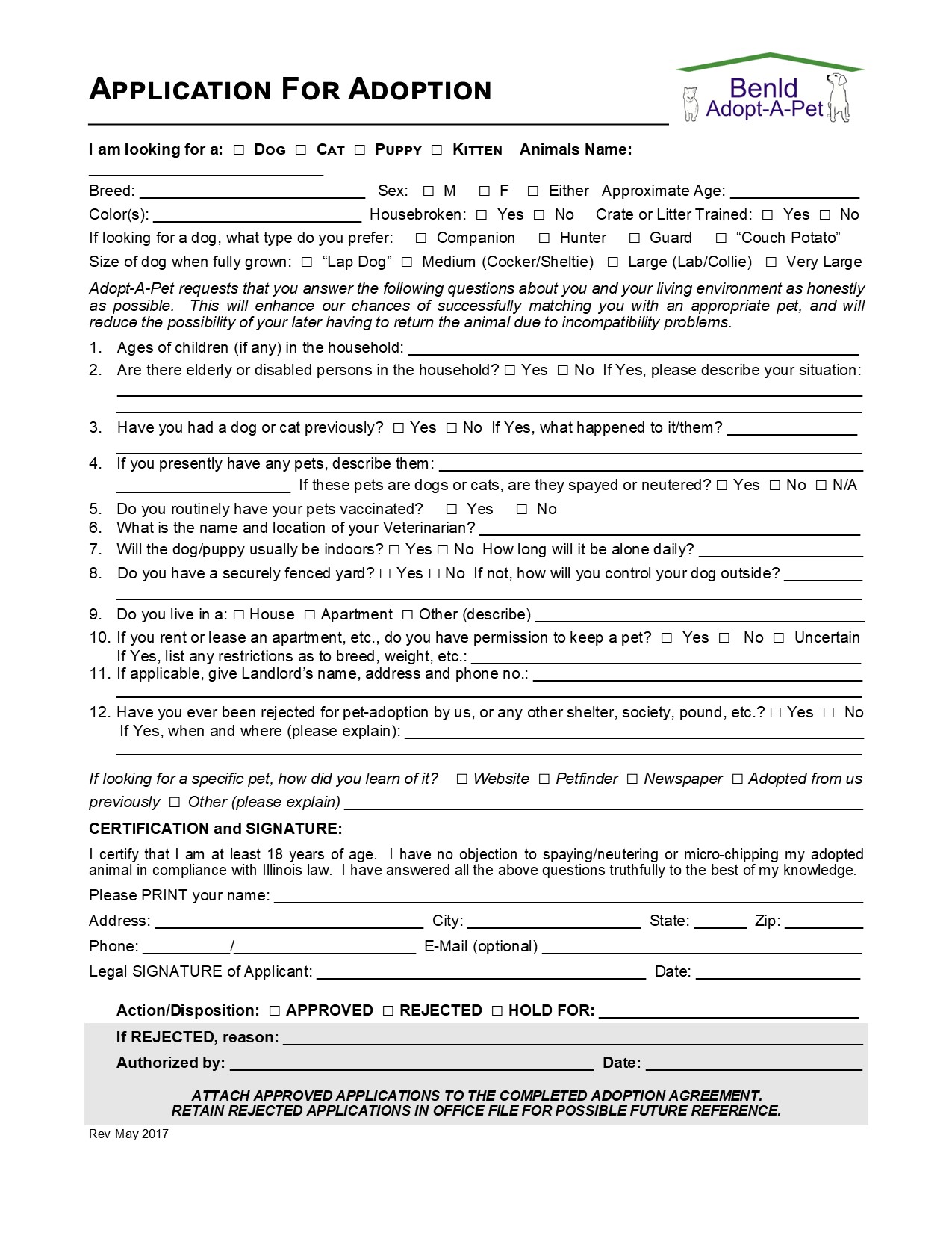 Pet Adoption Agreement The W Guide
